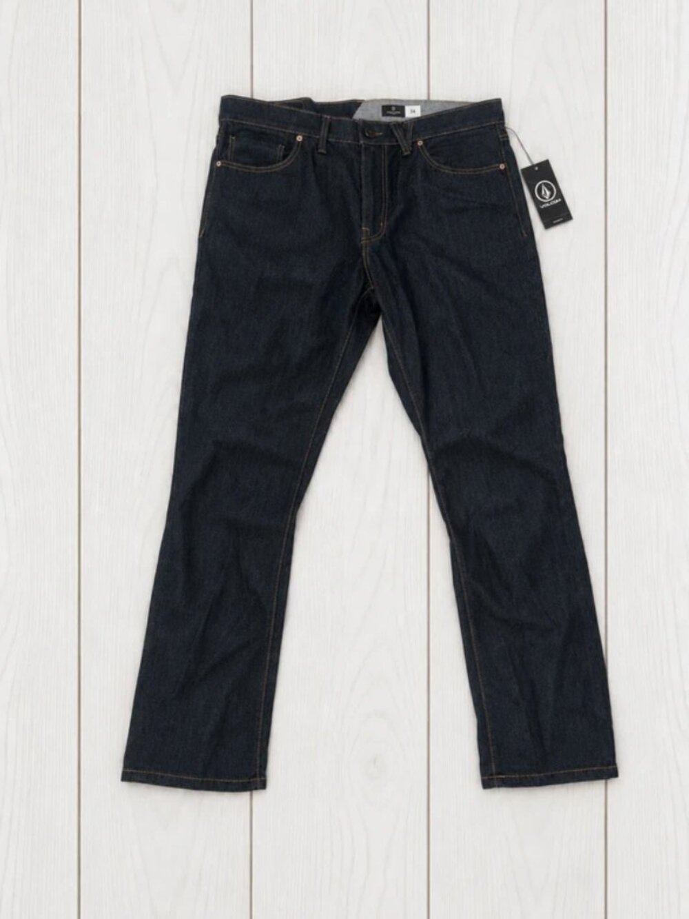 Volcom Men’s Regular Rise Slim Fit Dark Wash Blue Denim Jeans 34X30